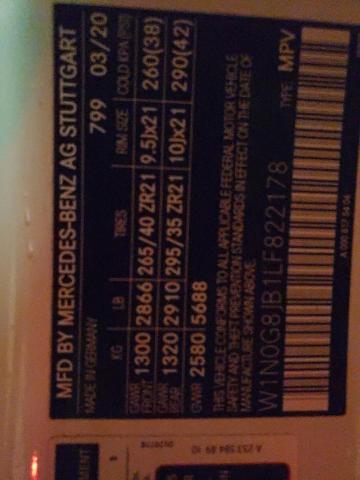 2020 MERCEDES-BENZ GLC 63 4MA W1N0G8JB1LF822178