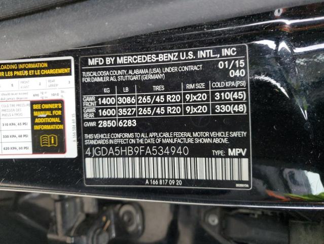 VIN 4JGDA5HB9FA534940 2015 Mercedes-Benz ML-Class, ... no.13