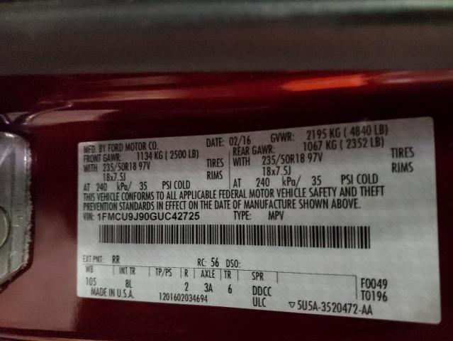 1FMCU9J90GUC42725 Ford Escape Titanium