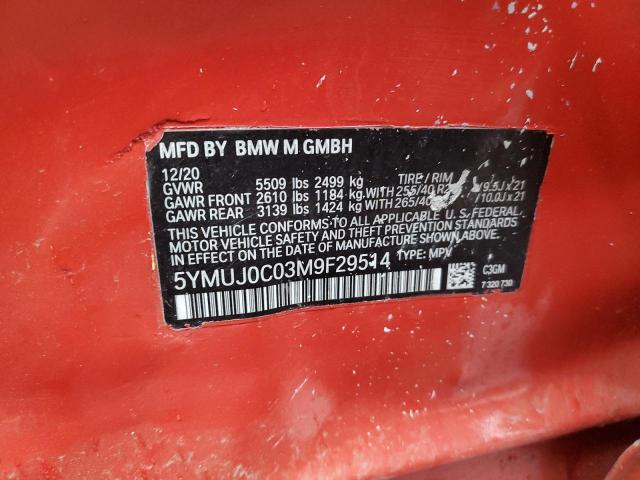 2021 BMW X4 M COMPE 5YMUJ0C03M9F29514