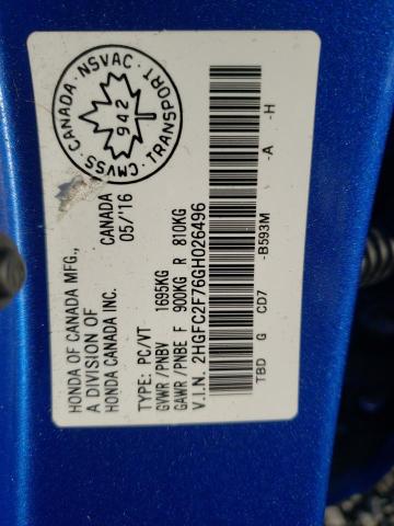 2016 HONDA CIVIC EX - 2HGFC2F76GH026496