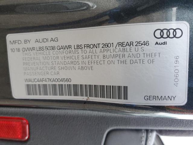 2019 AUDI S4 PRESTIG WAUC4AF47KA004560
