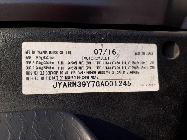 2016 YAMAHA YZFR1 C JYARN39Y7GA001245