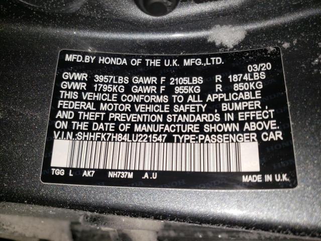 2020 HONDA CIVIC EXL - SHHFK7H84LU221547