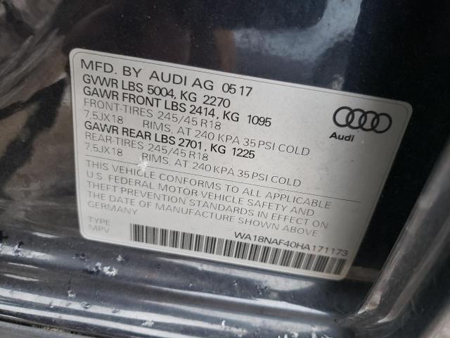 2017 AUDI A4 ALLROAD - WA18NAF40HA171173