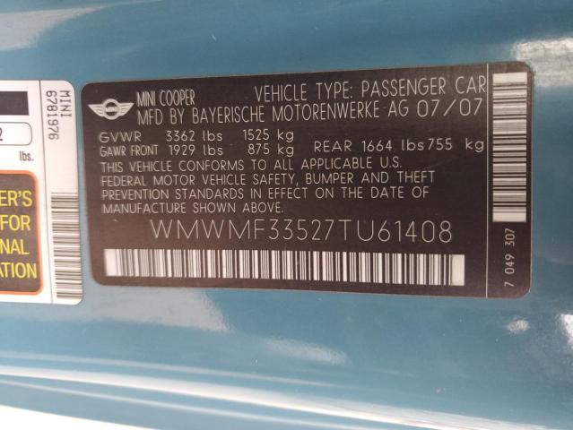 WMWMF33527TU61408 Mini Cooper