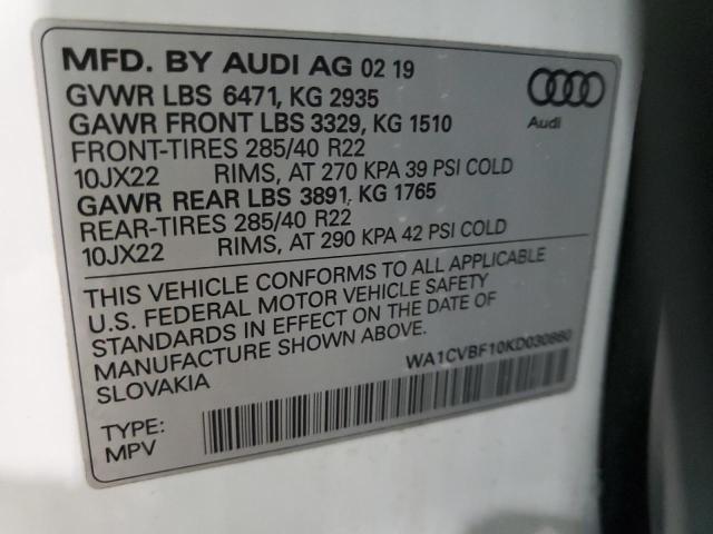 2019 AUDI Q8 PRESTIG WA1CVBF10KD030860