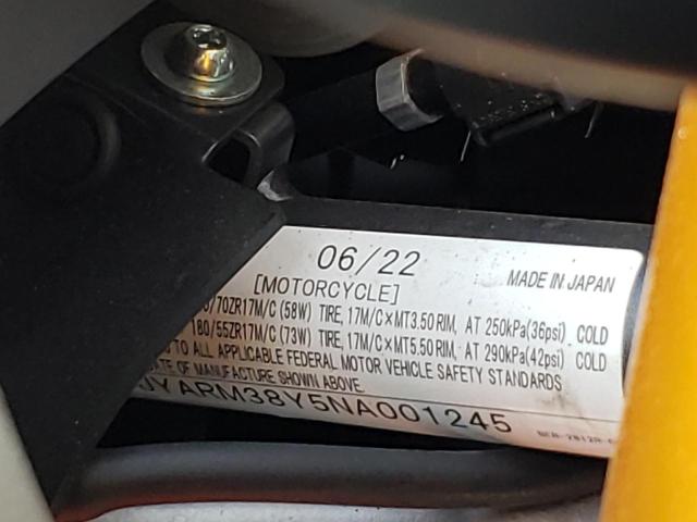 2022 YAMAHA YZFR7 JYARM38Y5NA001245