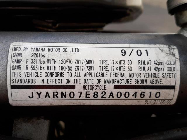 2002 YAMAHA FZS10 JYARN07E82A004610