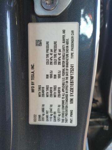 5YJ3E1EB7NF175241 Tesla MODEL 3