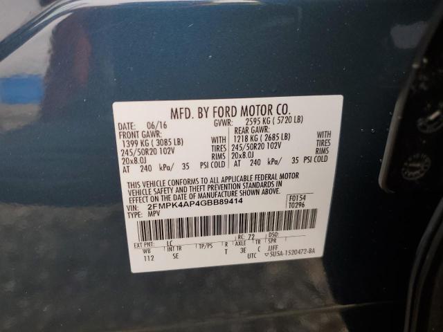 2FMPK4AP4GBB89414 Ford EDGE SPORT
