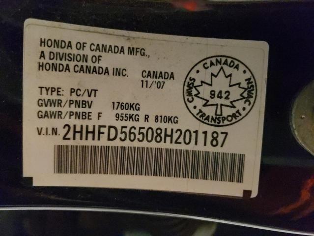 2HHFD56508H201187 Acura CSX