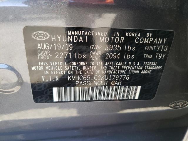 2019 HYUNDAI IONIQ BLUE - KMHC65LC2KU179776