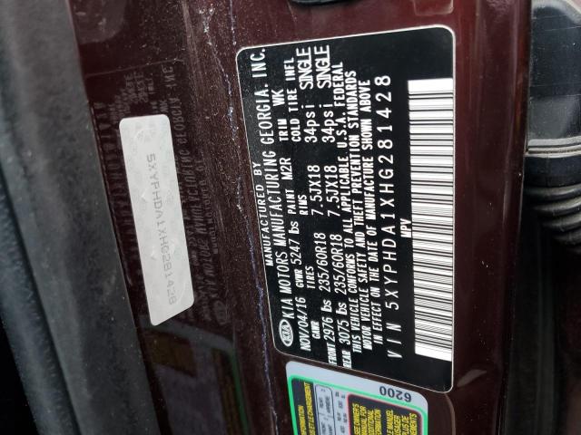 5XYPHDA1XHG281428 KIA SORENTO EX