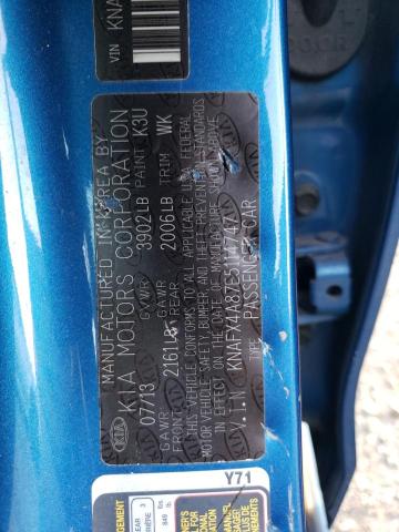 KNAFX4A87E5114747 KIA FORTE EX