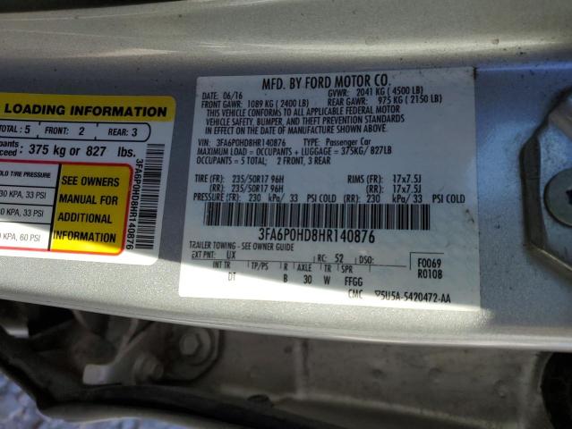 2017 FORD FUSION SE - 3FA6P0HD8HR140876