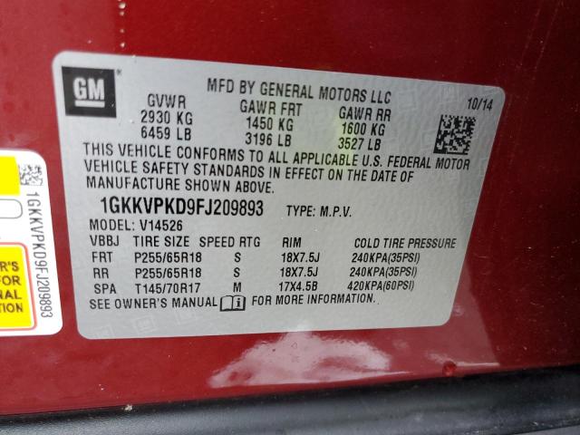 2015 GMC ACADIA SLE - 1GKKVPKD9FJ209893
