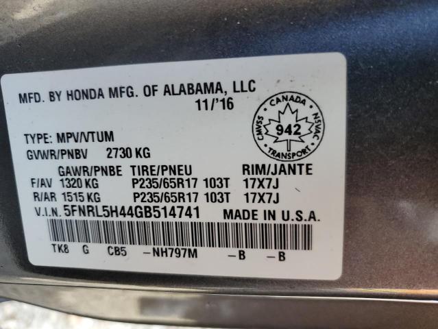 5FNRL5H44GB514741 Honda ODYSSEY EX