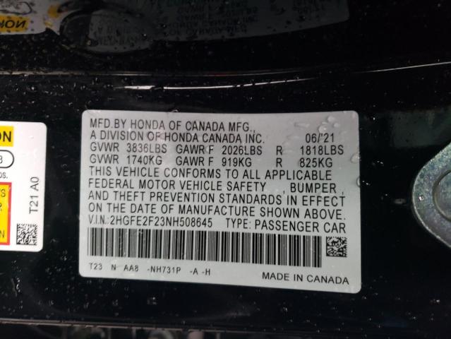 2HGFE2F23NH508645 Honda Civic Lx