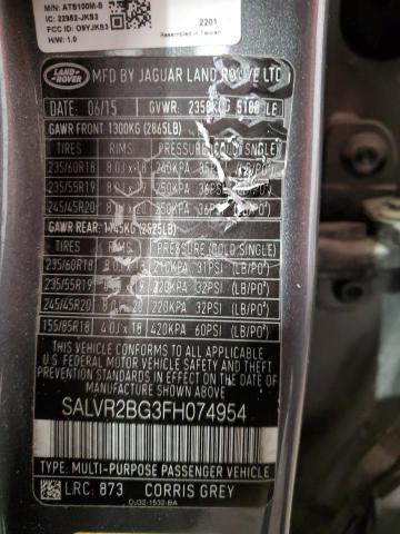 SALVR2BG3FH074954 Land Rover Range Rover Evoque Pure Premium