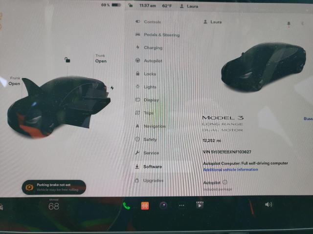 5YJ3E1EBXNF103627 Tesla MODEL 3
