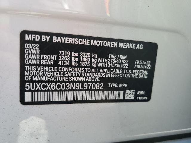 2022 BMW X7 M50I 5UXCX6C03N9L97082