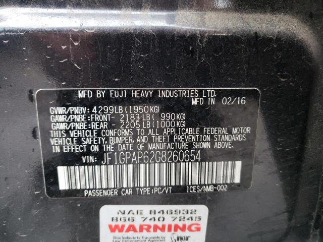 2016 SUBARU IMPREZA SE JF1GPAP62G8260654