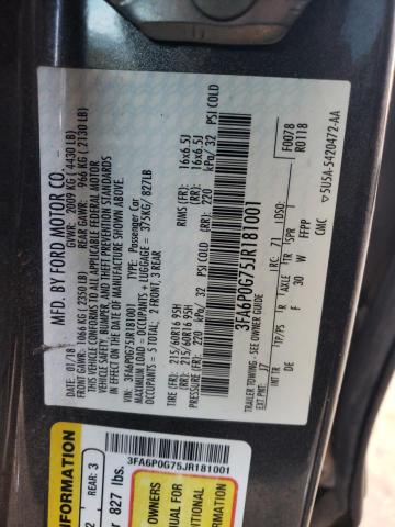 2018 FORD FUSION S - 3FA6P0G75JR181001