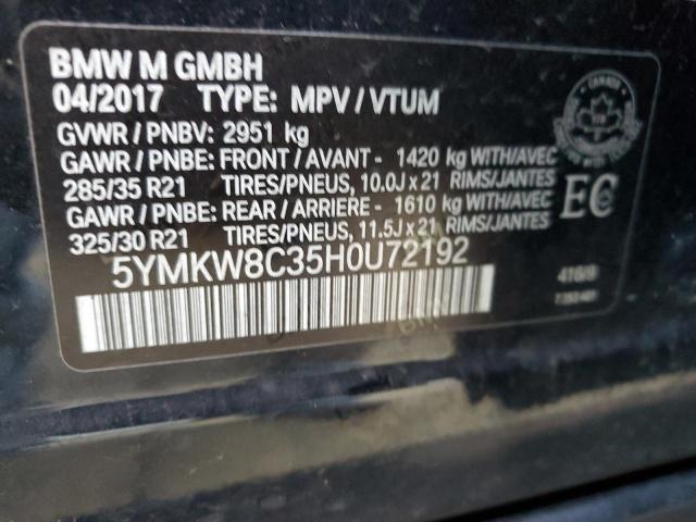 2017 BMW X6 M 5YMKW8C35H0U72192