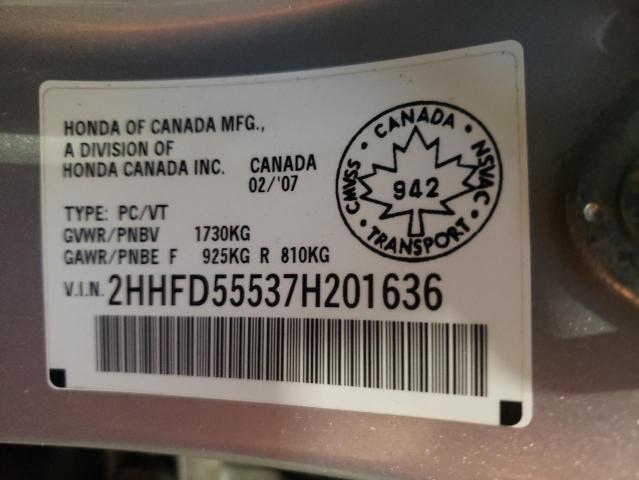 2HHFD55537H201636 Acura CSX
