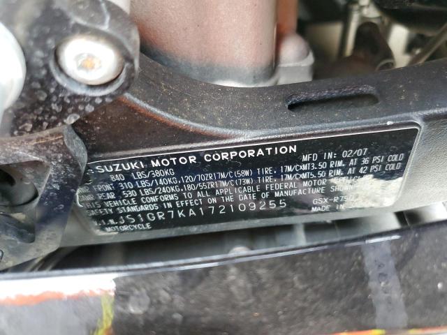 2007 SUZUKI GSX750F JS1GR7KA172109255