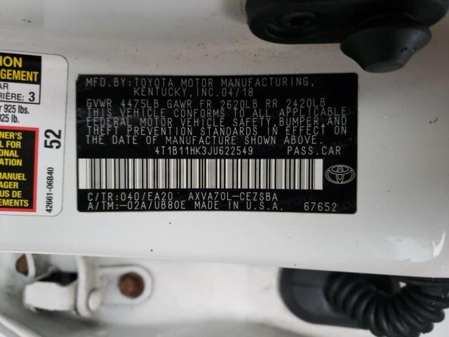 2018 TOYOTA CAMRY L - 4T1B11HK3JU622549