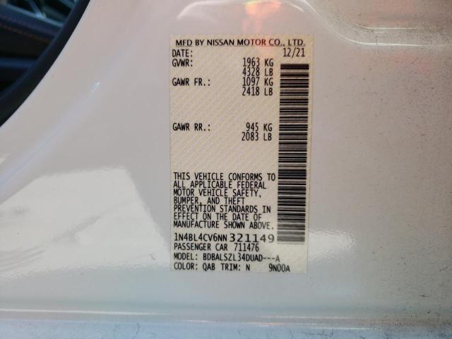 2022 NISSAN ALTIMA SR - 1N4BL4CV6NN321149
