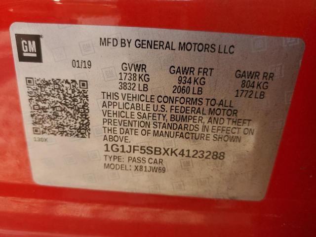 2019 CHEVROLET SONIC PREM - 1G1JF5SBXK4123288