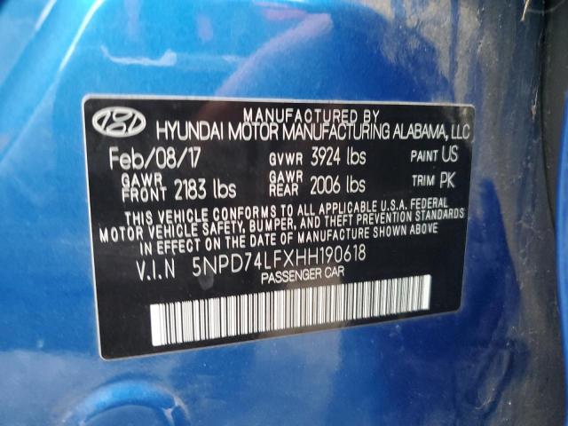 5NPD74LFXHH190618 Hyundai ELANTRA SE