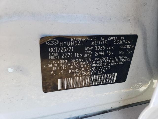 2022 HYUNDAI IONIQ BLUE - KMHC65LC7NU277710