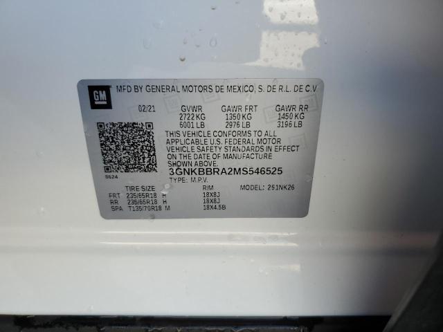 2021 CHEVROLET BLAZER 1LT - 3GNKBBRA2MS546525