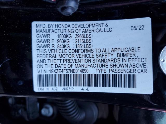2022 HONDA INSIGHT EX - 19XZE4F57NE014690