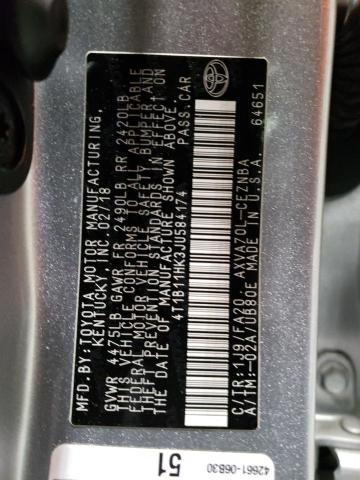 2018 TOYOTA CAMRY L - 4T1B11HK3JU584174
