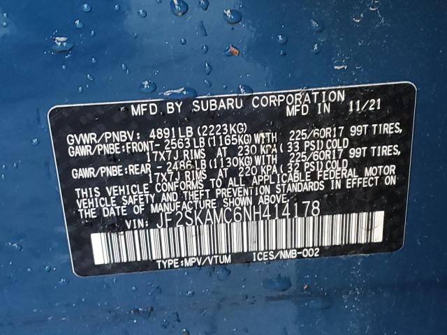 2022 SUBARU FORESTER W JF2SKAMC6NH414178