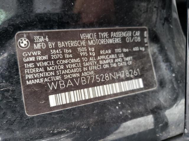 WBAVB77528NH78261 BMW 335 I