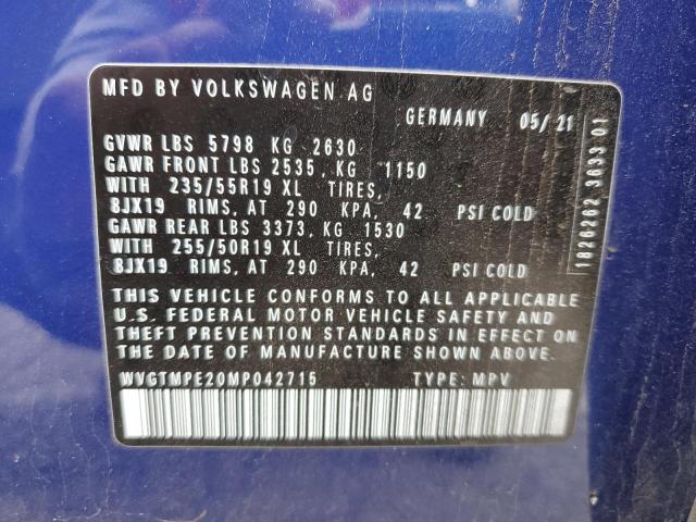 2021 VOLKSWAGEN ID.4 PRO S WVGTMPE20MP042715