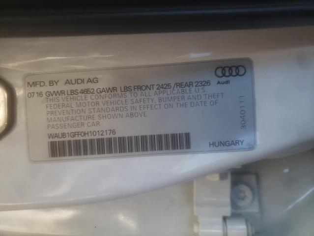 2017 AUDI S3 PREMIUM - WAUB1GFF0H1012176
