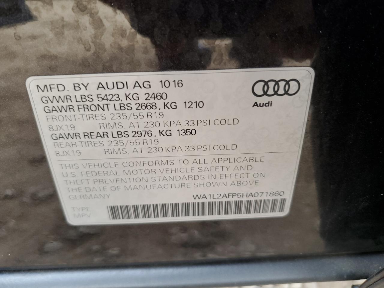 WA1L2AFP5HA071860 2017 Audi Q5 Premium Plus