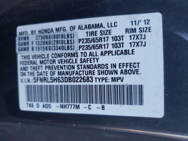 VIN 5FNRL5H63DB022683 2013 HONDA ODYSSEY no.13