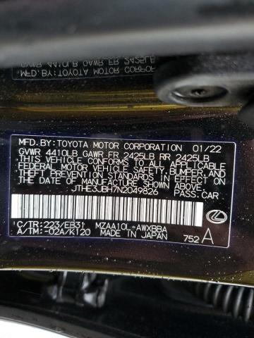2022 LEXUS UX 200 BAS JTHE3JBH7N2049826