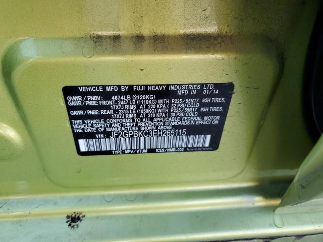 JF2GPBKC3EH265115 Subaru Xv Crosstrek 2.0i Hybrid Touring