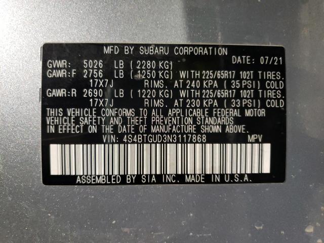 2022 SUBARU OUTBACK WI 4S4BTGUD3N3117868