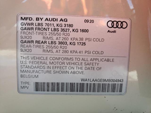 2021 AUDI E-TRON PRE - WA1LAAGE9MB004943