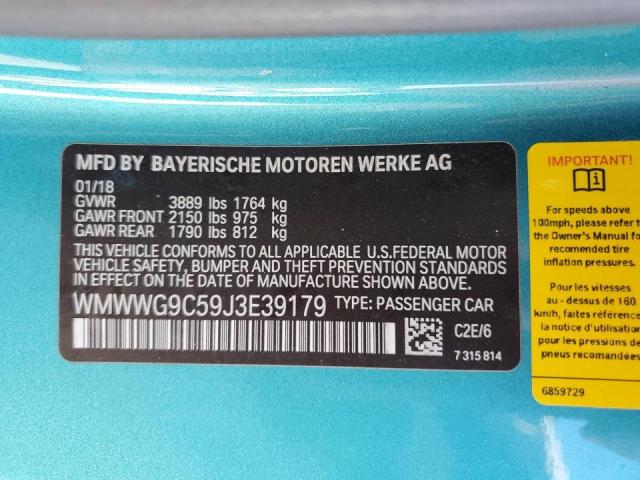 WMWWG9C59J3E39179 Mini Cooper